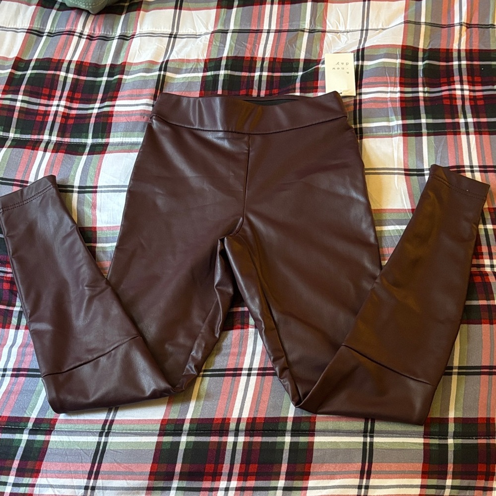 NWT a new day Dark Maroon faux leather pants